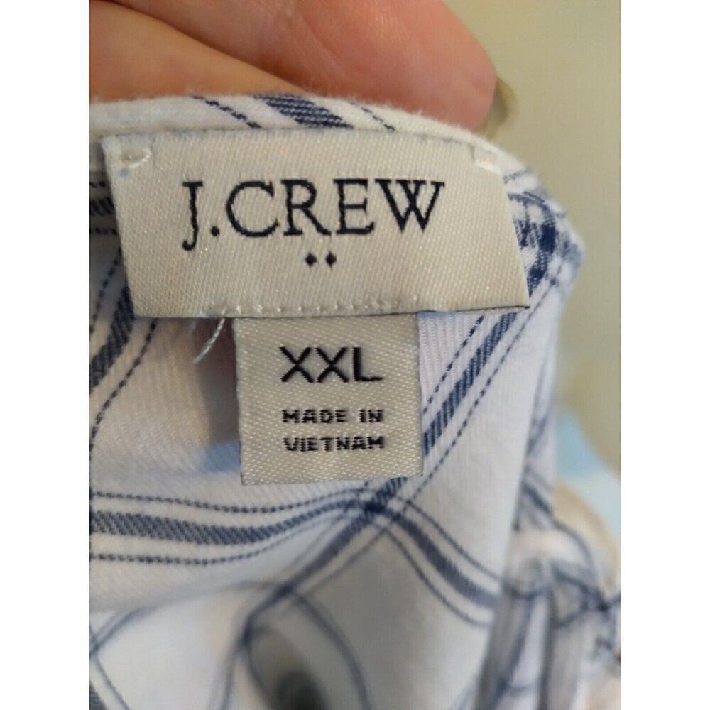 J. Crew Top White Blue Checks Square Ruffled Sz XXL Bust 48 L 23 - Picture 9 of 12